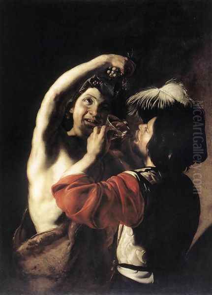 Bacchus and a Drinker 1500-10 by Bartolomeo Manfredi