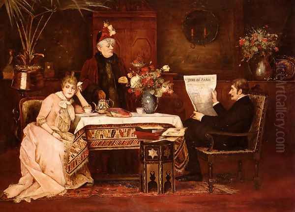 Trop De Belle-Mere (Enough, dear mother!) Oil Painting by Mihaly Munkacsy