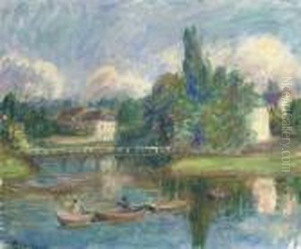 French Landscape Oil Painting by William Glackens