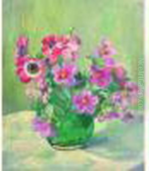 Nature Morte Aux Anemones Oil Painting by Paule Gobillard