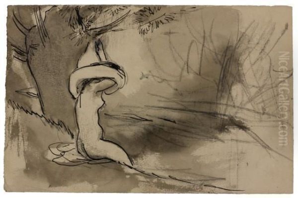 Baigneuse Se Deshabillant Au Bord De L'eau Oil Painting by Julio Gonzalez