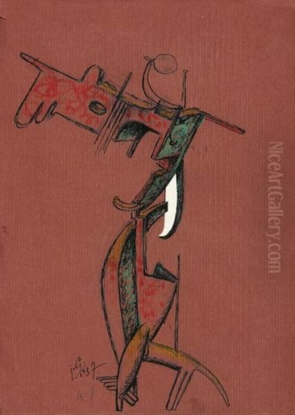 Personnage Au Miroir Oil Painting by Julio Gonzalez