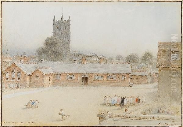The School Playground, Dedham Oil Painting by Albert Goodwin