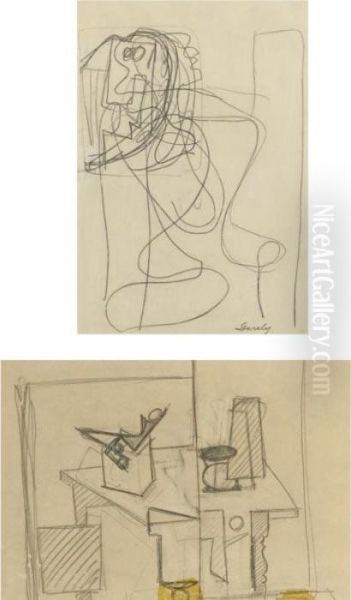Composition: A Double-sided Drawing Oil Painting by Arshile Gorky