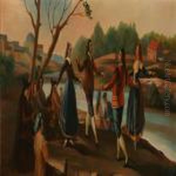 Dancing Persons Ina Landscape Oil Painting by Francisco Goya Fuendetodos