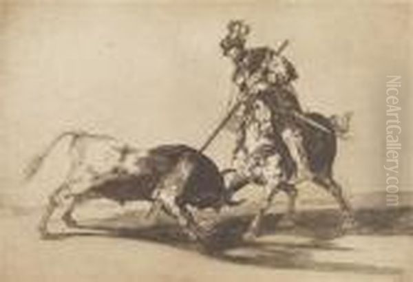 El Cid Campeador Lanceando Otro Toro Oil Painting by Francisco De Goya y Lucientes