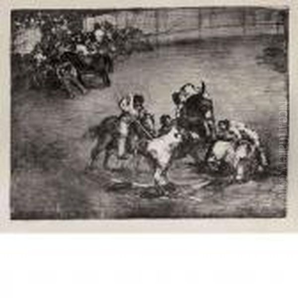 Picador Caught By A Bull Oil Painting by Francisco Goya Fuendetodos