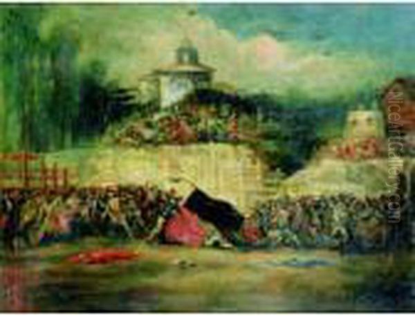 Scene De Tauromachie Oil Painting by Francisco Goya Fuendetodos