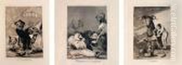 3 Acqueforti - Acquetinte, Tavole Numero 47, 49, 60 Dalla Serie Los Caprichos Oil Painting by Francisco De Goya y Lucientes