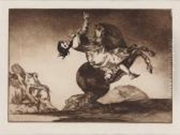 La Jeune Femme Emportee Par Un Cheval Qui Se Cabre Oil Painting by Francisco De Goya y Lucientes