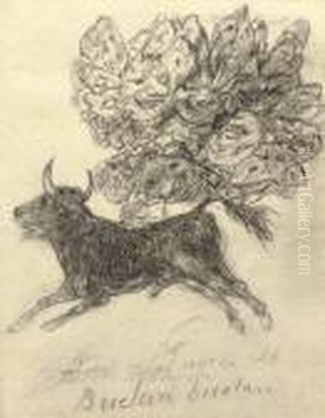 El Toro Mariposa Oil Painting by Francisco Goya Fuendetodos