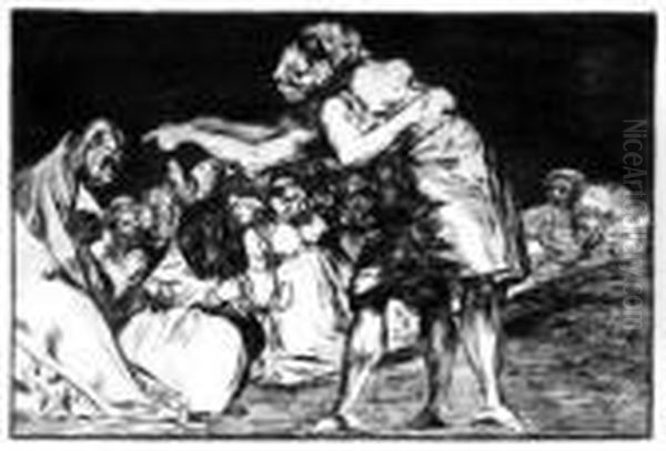 La Que Mal Marida Nunca Le Falta Que Diga Oil Painting by Francisco Goya Fuendetodos