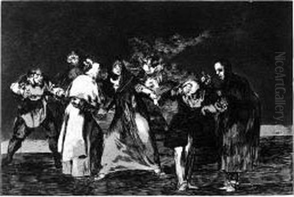 Sanan Cuchilladas Mas No Malas Palabras Oil Painting by Francisco Goya Fuendetodos
