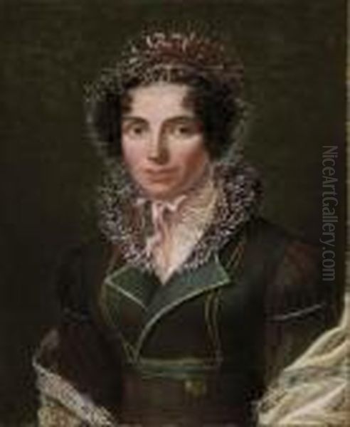 Portrait De Madame Lebeaux Oil Painting by Francois-Marius Granet