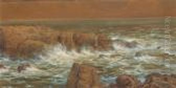 Coastal Rocks Oil Painting by Percy Gray