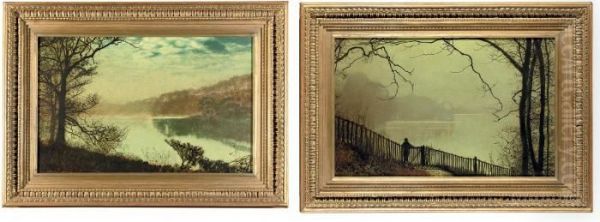 Waterloo Lake, Roundhay Park, Leeds; And A Figure Overlooking
Waterloo Lake, Roundhay Park, Leeds Oil Painting by John Atkinson Grimshaw