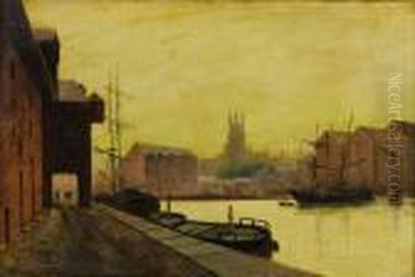Gloucester Dock Oil Painting by John Atkinson Grimshaw