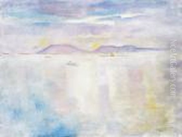 Lake Balaton With Sail Oil Painting by Bela Ivanyi Grunwald