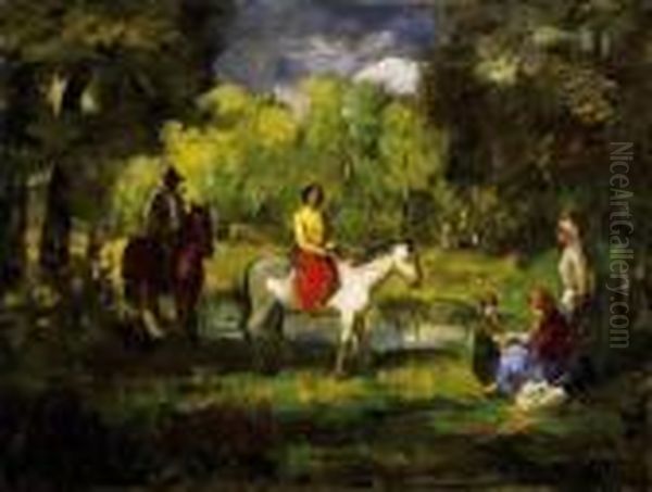 Riders Oil Painting by Bela Ivanyi Grunwald