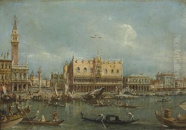A View Of The Doge's Palace And The Riva Degli Schiavoni, Venice Oil Painting by Francesco Guardi