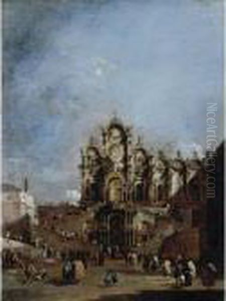 Venice, A View Of The Campo San 
Zanipolo With The Loggia Temporarily Erected Outside The Scuola Di San 
Marco For The Benediction Of Pope Pius Vi On 19 May 1782 Oil Painting by Francesco Guardi