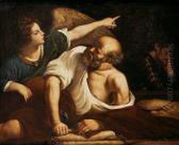 San Pedro Liberado Por Un Angel Oil Painting by Giovanni Francesco Barbieri