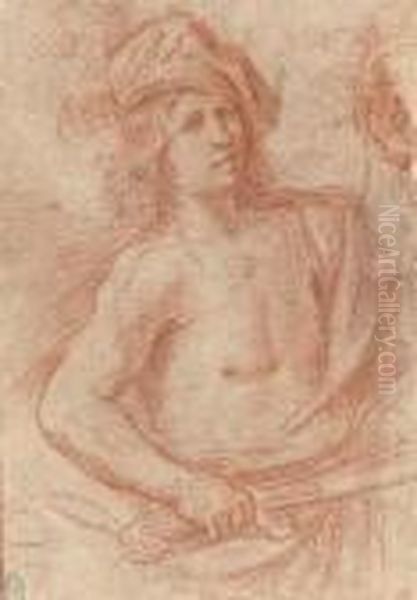 David With The Head Of Goliath Oil Painting by Giovanni Francesco Barbieri