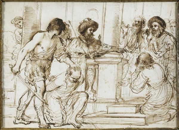 Damone Et Pythias Oil Painting by Giovanni Francesco Barbieri