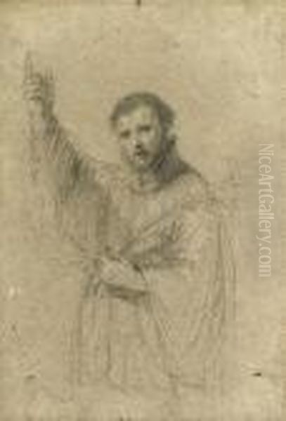 Saint Francis Xavier Holding A Lily Oil Painting by Guercino
