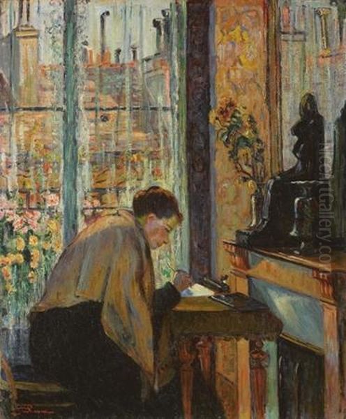 La Lettre, Vers 1885 Oil Painting by Armand Guillaumin