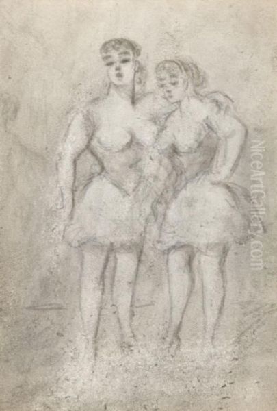 Deux Lorettes Oil Painting by Constantin Guys