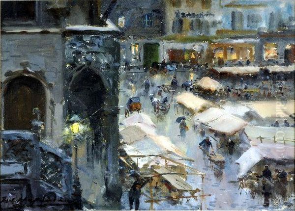 [place Du Marche] Oil Painting by Maurice Hagemans
