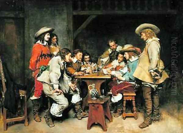 Innocents and Card Sharpers A Game of Piquet 1861 Oil Painting by Meissonier, Jean-Louis Ernest