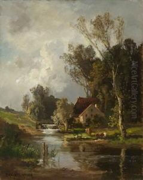 Bachlandschaft. Oil Painting by Fritz Halberg-Krauss