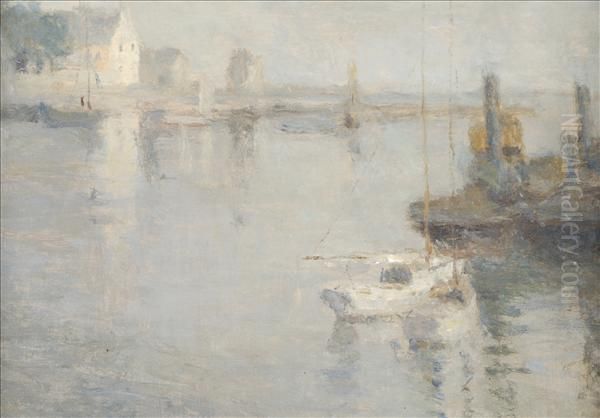 Harbour Scene Oil Painting by William Lee Hankey