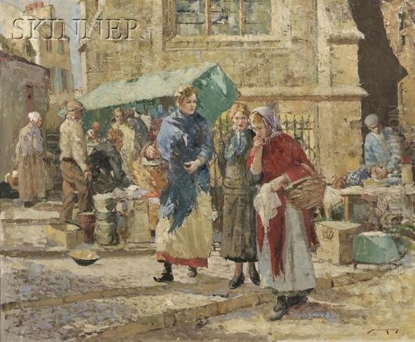 Market Gossip Oil Painting by William Lee Hankey