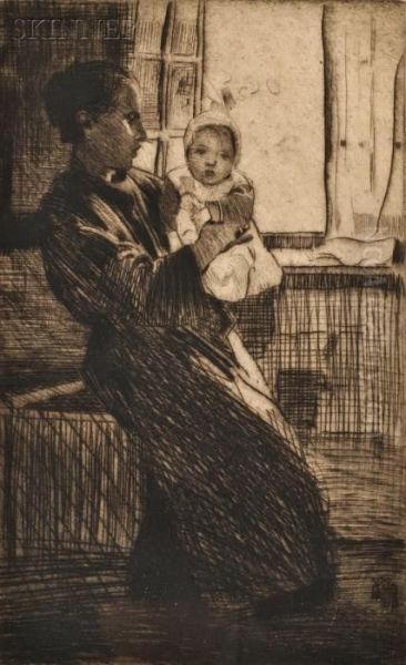 Mother And Child. Oil Painting by William Lee Hankey