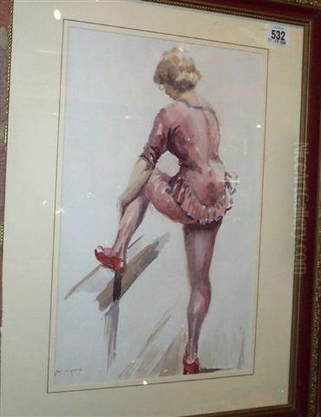 A Rear View Study Of A Ballerina Oil Painting by William Lee Hankey