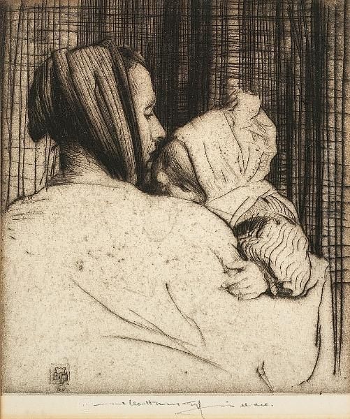 Mother And Child Oil Painting by William Lee Hankey