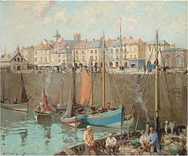 The Quai, Dieppe Oil Painting by William Lee Hankey