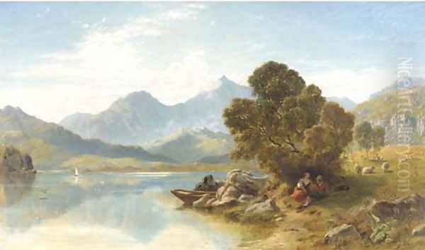 A still mountain lake Oil Painting by John Mogford