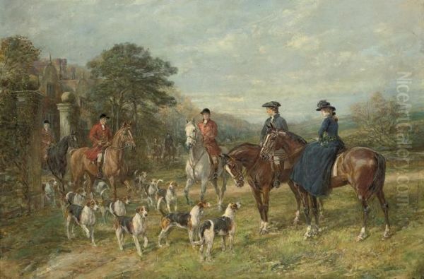 The Meet At The Manor House Oil Painting by Heywood Hardy