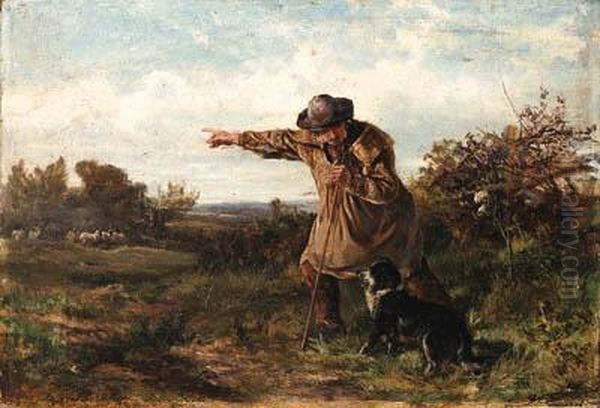A Shepherd With His Dog Oil Painting by Heywood Hardy