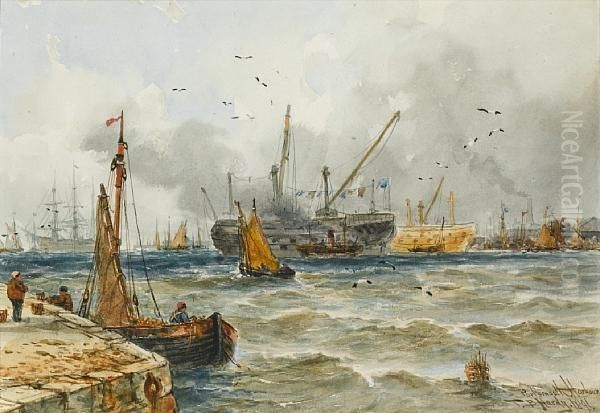 Portsmouth Harbour Oil Painting by Thomas Bush Hardy