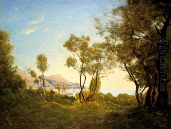 Riviera, Beaulieu Oil Painting by Henri-Joseph Harpignies