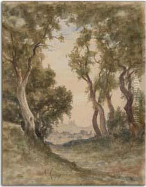 Les Grands Arbres Oil Painting by Henri-Joseph Harpignies