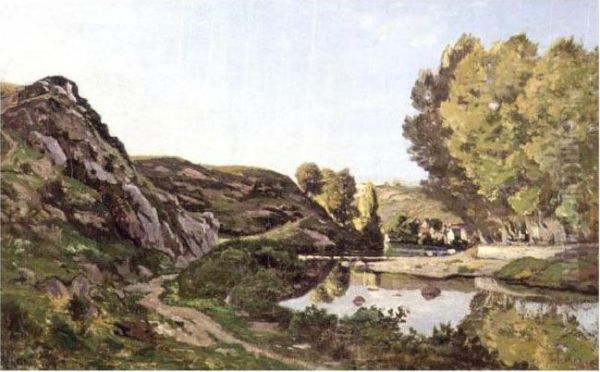 Les Bords De L'aumance Pr``es De Vichy Oil Painting by Henri-Joseph Harpignies