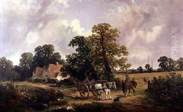 Essex landscape with Horse and Cart Oil Painting by James Edwin Meadows