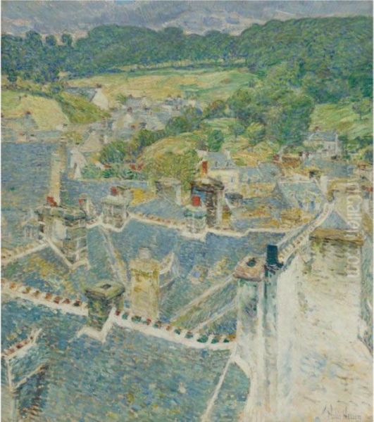 Rooftops, Pont-aven, Brittany Oil Painting by Childe Hassam
