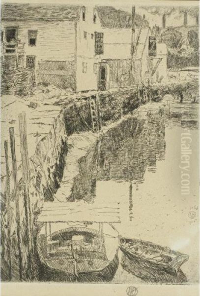Cos Cob Oil Painting by Childe Hassam